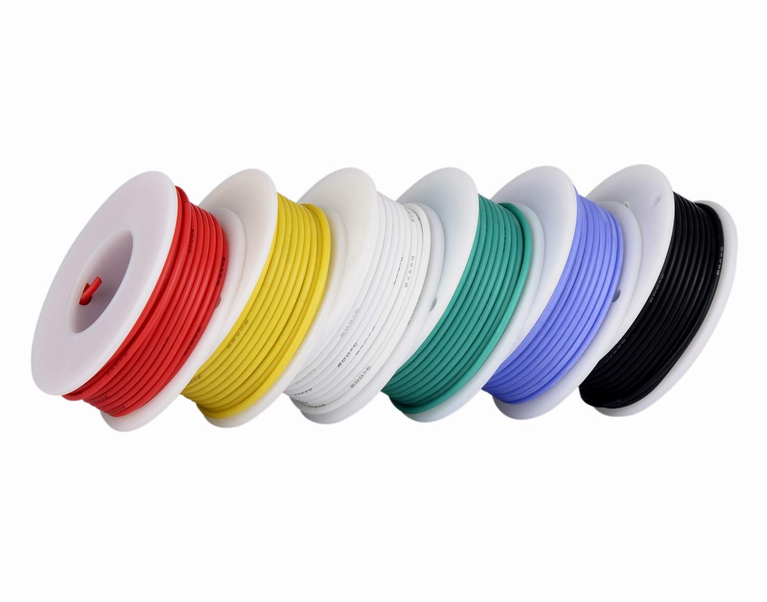 TUOFENG 18awg Silicone Wire,20ft Each Colors,18awg Cable Hook up Wire, 6 Colors Silicone Rubber Insulated/Tinned Copper/Flexible/18 Gauge Wire Set