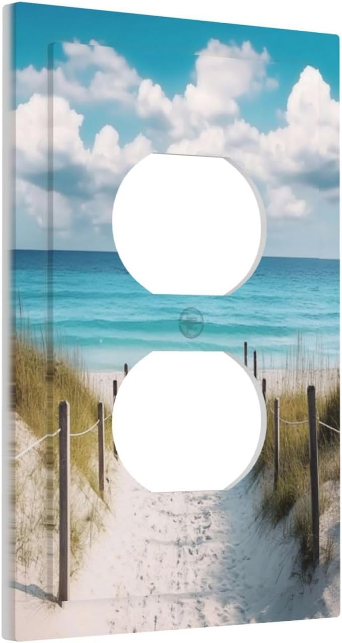 Decorative Outlet Covers Coastal Beach Ocean Seaside View 1 Gang Duplex Light Switch Cover Plate Unique Wall Plates for Electrical Outlets Switch Plate Covers for Bedroom Home Decor