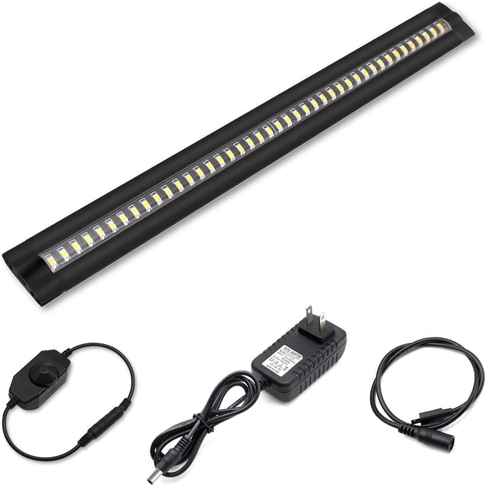 inShareplus 13inch LED Under Cabinet Lighting, Dimmable Light, Warm White 3500K, CRI90+, 450Lumens, DC 12V Ultra Thin Under Counter Kitchen Lights for Kitchen, Shelf, Cupboard, Black, 1 Pack