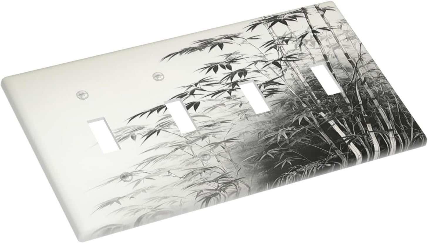 Light Switch Cover Plate Watercolor Vintage Ink Bamboo Forest Quad Toggle Wall Plates Decorative Switch Plates 4 Gang Outlet Covers Electrical Panel Cover Faceplate for Home Decor 4.5 X 8 IN
