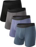 BAMBOO COOL Men's Ultra Breathable Underwear,No Riding Up Boxer Briefs with ComfortFlexible Waistband,Multipack