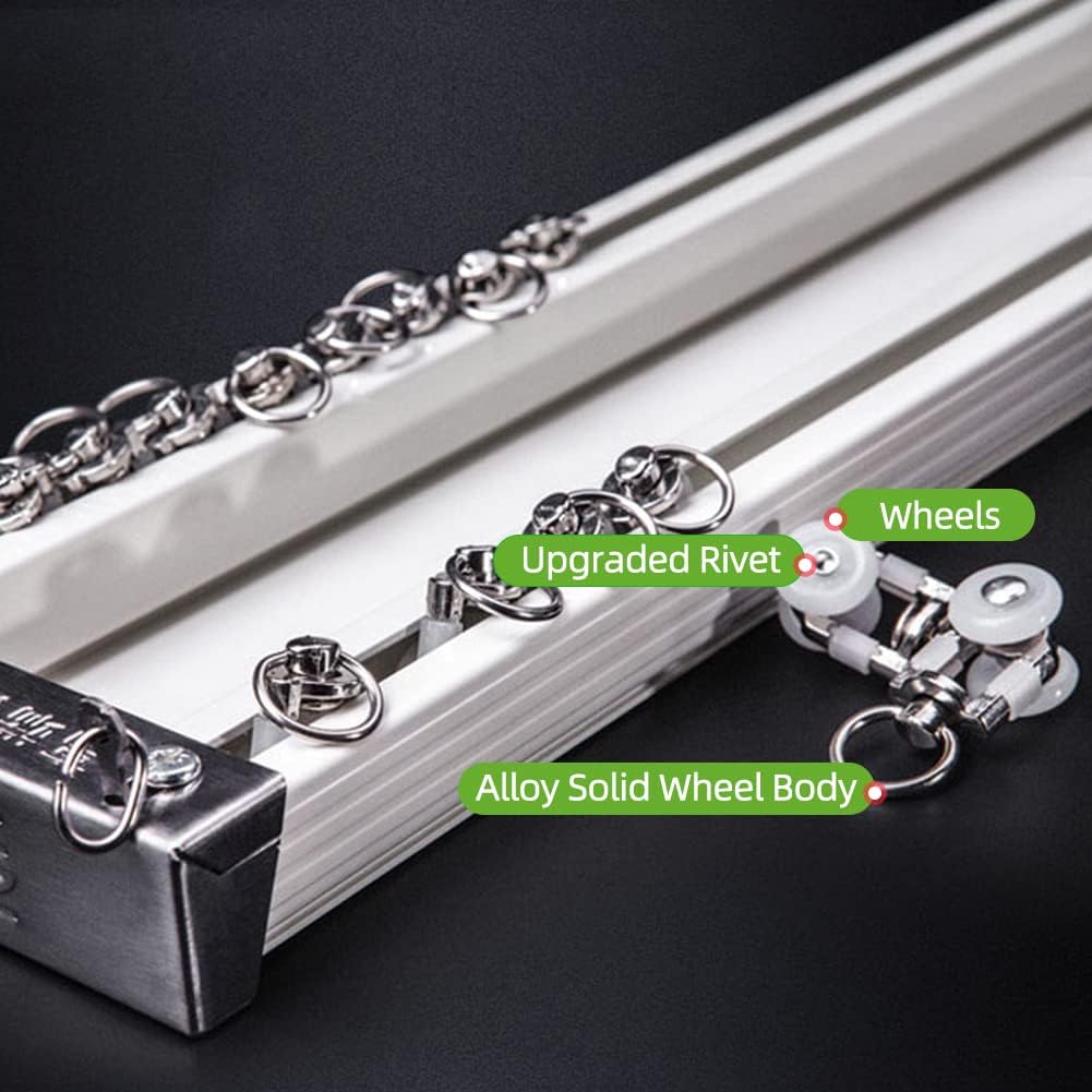 ZSHINE Heavy-Duty Curtain Conjoined Double Track rails Ceiling Mounting for Living Room Bedroom Room Divider (White 13.1ft)
