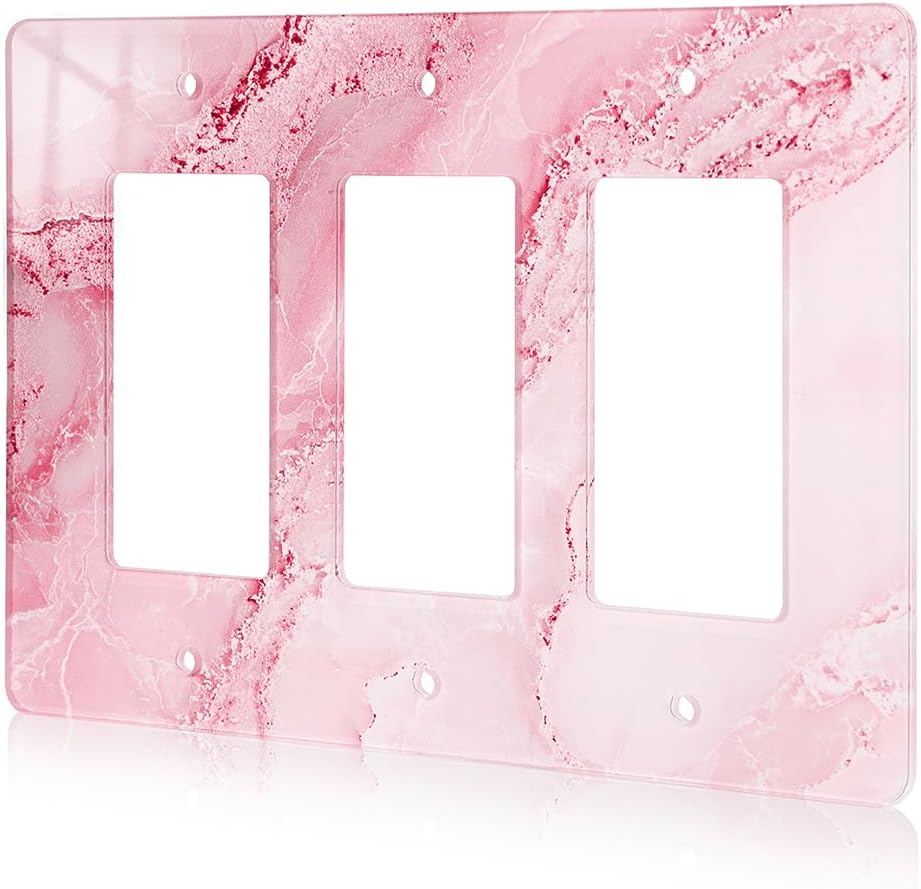 Abstract Pink Marble Design Acrylic Light Switch Plate Acrylic Decorative Wall Outlet Cover Switch Plates Triple Wall Plates