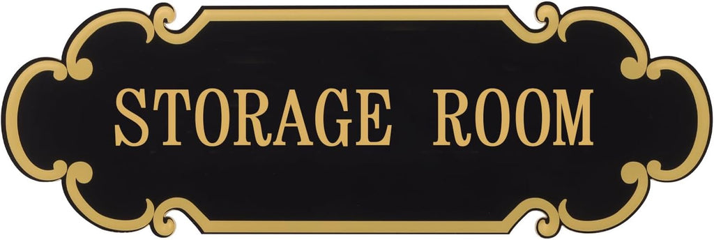 9x3 Inch Storage Room Sign Acrylic Self-adhesive Door Wall Signage for Home and Business (Black & Gold)