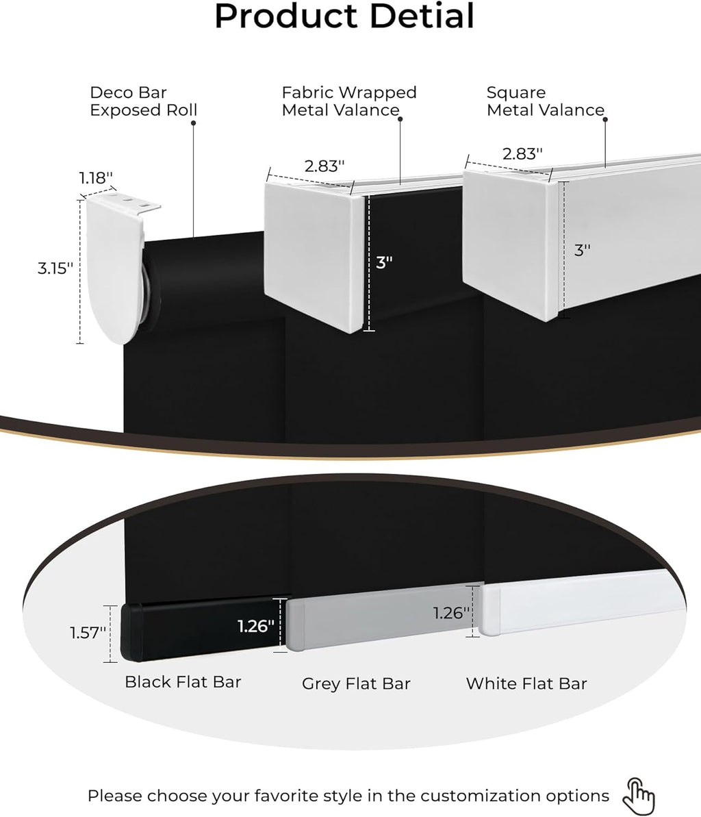 Motorized Roller Shade with Remote Control, 100% Blackout Electric Blinds for Windows with Alexa Google Home via Hub, Rechargeable Smart Automatic Customized Size（Dule Side-Black）