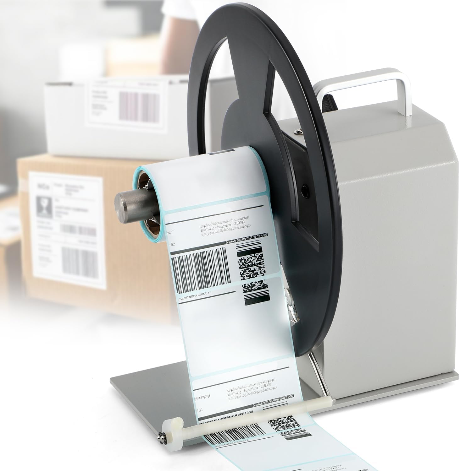 Automatic Label Rewinder, Speed-Adjustable Sticker Rewinder, Bidirectional Label Rewinding Machine, Synchronized with Printer, 1"/1.5"/3" Core Holder, Width 3.54"