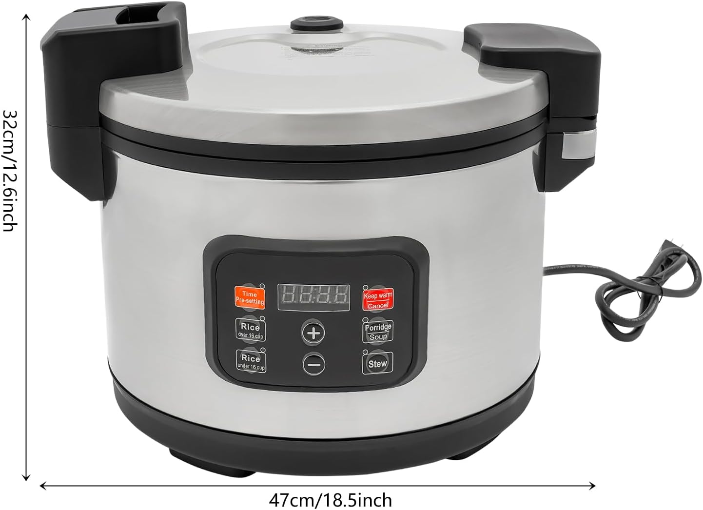 Commercial Electric Rice Cooker/Warmer, 13L Large Intelligent Multifunctional Rice Cooker with LED Display, Measuring Cup, Rice Spatula for Cooking Rice, Porridge, Soup