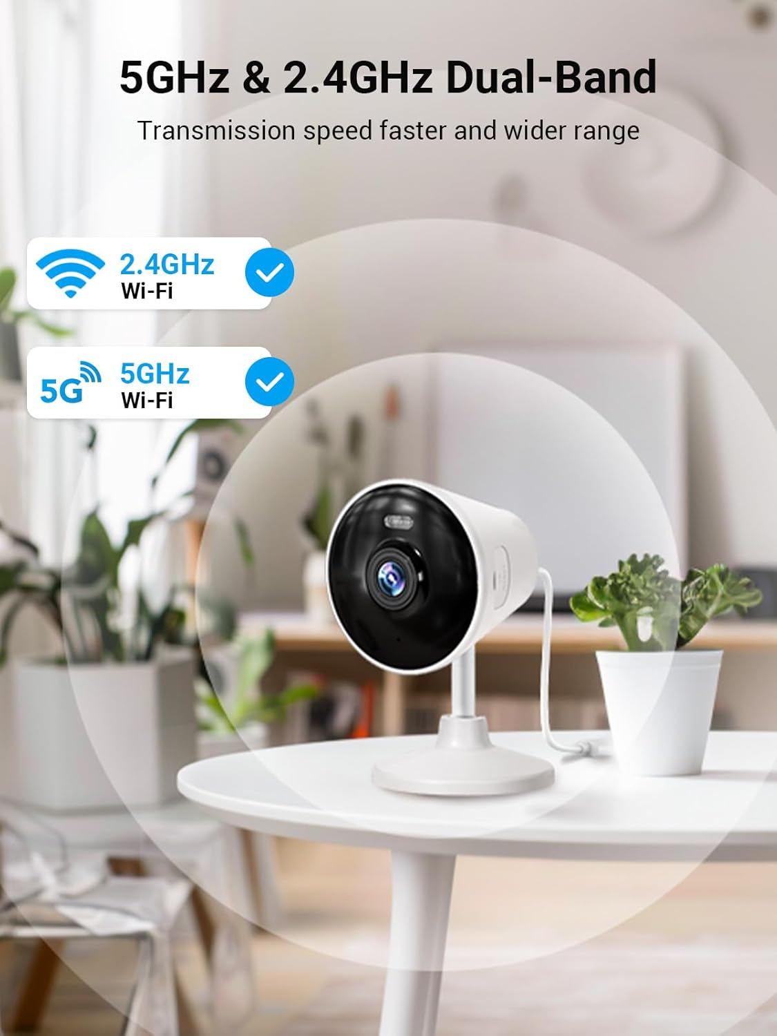 Rocktone 5G & 2.4G Indoor/Outdoor Security Camera for Home, Baby/Elder/Dog/Pet Camera with Phone App, WiFi Camera w/Spotlight Color Night Vision 2-Way Audio