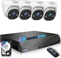 【130° Wide-Angle & 90 Days Storage】 Wired Dome Security Camera System, Home Video Surveillance Camera Systems, Outdoor/Indoor POE IP Cameras