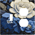 Decorative Outlet Covers Rustic Blue White Flowers Big Floral 2 Gang Wall Plate Single Toggle Duplex Light Switch Cover Switch Plate Covers Faceplate for Bedroom Home Decor