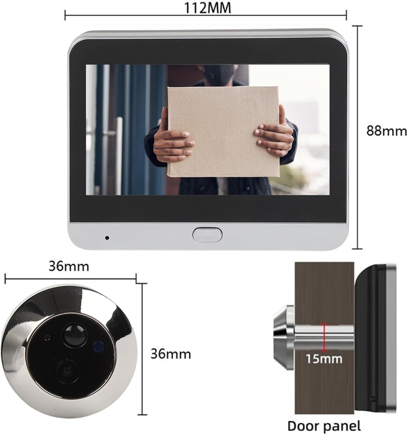 Smart -Video Doorbell Camera,Digital Door Peephole Camera with 4.3 Inch Color LCD,1080P Wide Angle Lens,PIR Motion Sensor,Wireless 2.4G Connectivity,-Night Vision,Rechargeable 5000mAh Battery