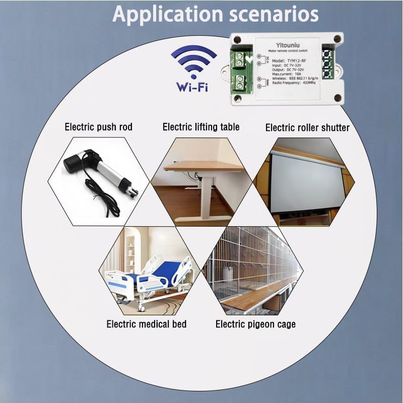 Tuya Smart WiFi/Bluetooth DC Motor Controller 10A 7-32V Reversible Switch with Timer, Voice Control for Electric Actuators, Smart Home (Alexa Compatible)