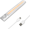 goodland Under Cabinet Lighting 80 LED Closet Light, Motion Sensor Lights Indoor USB Rechargeable Dimmable Stick-on Night Light Bar for Kitchen, Wardrobe, Garage, Stairs, Bedroom (1 Pack)