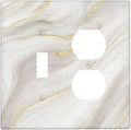 White Grey Gold Marble Simple Tiles Wallplates 1 Toggle 1 Duplex Switch Plate Electrical GFCI Faceplate Decorative Light Switch Covers for Bathroom Kitchen Decor