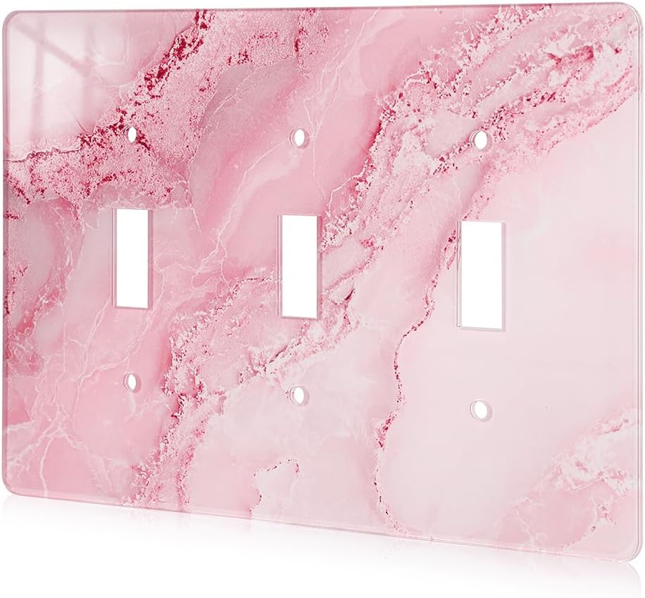 Abstract Pink Marble Design Acrylic Wall Plate Cover Switch Plate Cover Light Switch Cover Switch Cover Decorative 3 Gang Toggle Outlet Covers Switch Cover