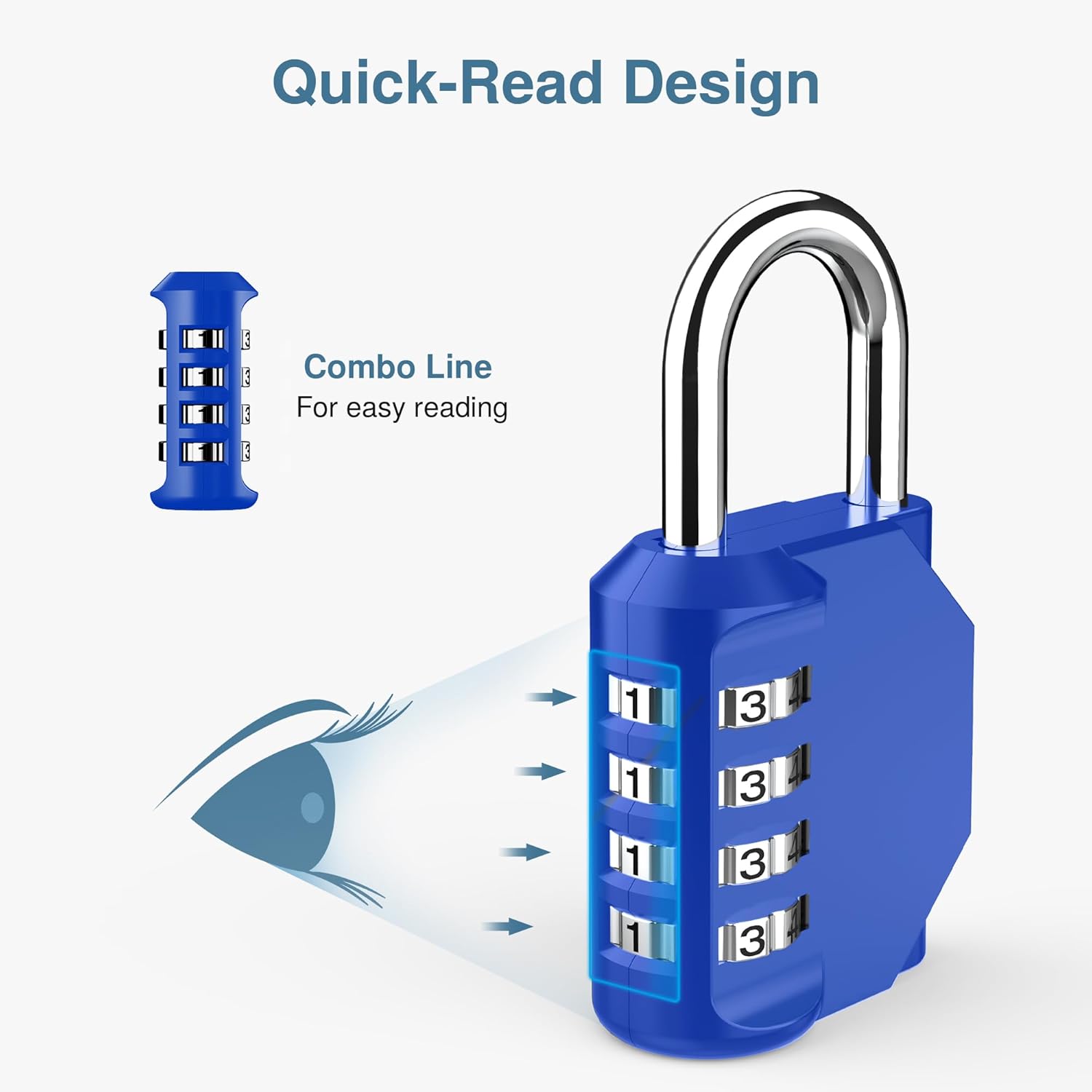 Puroma 1 Pack Combination Lock for Locker 4 Digit Outdoor Waterproof Padlock for School, Gym, Sports, Fence, Toolbox, Gate, Case, Outdoor, Hasp Storage, Cabinets (Blue)