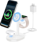 2025 3 in 1 Wireless Charging Station for Apple MagSafe Charger, 15W Fast Mag-Safe Charger Stand for iPhone 17 16 15 14 13 12 Apple Watch AirPods Compatible with MagSafe, White