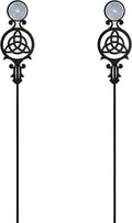 Touch of Class Pathways Reflective Driveway Marker Stake Set of Two for Outdoor Use | Celtic Knot Emblem Design | Personalized Tall Reflector Set of 2 | Black Durable Finish