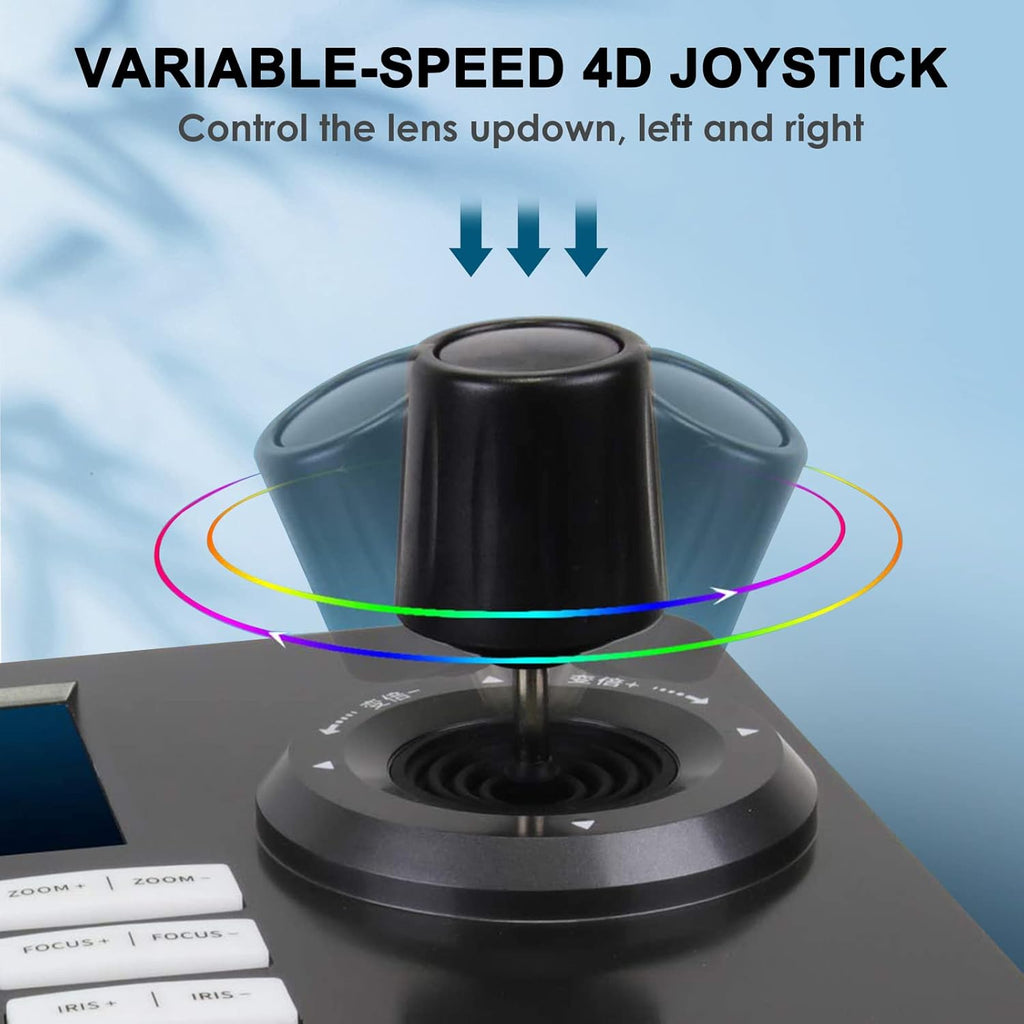PTZ Controller,Camera Controller POE Network 4D Joystick Decoding Keyboard with 5 Inch LCD Screen Compatible with Dome IP Camera