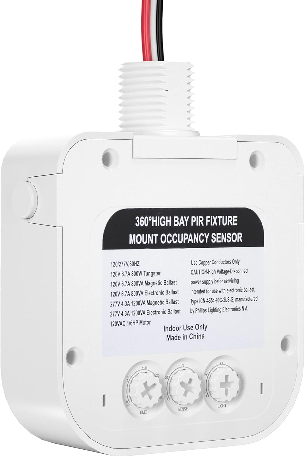 50 Pack Ceiling Occupancy Motion Sensor, Passive Infrared Technology, High Bay Fixture Mount 360 Degree, Hard-Wired, 120-277 VAC, Commercial/Industrial Grade