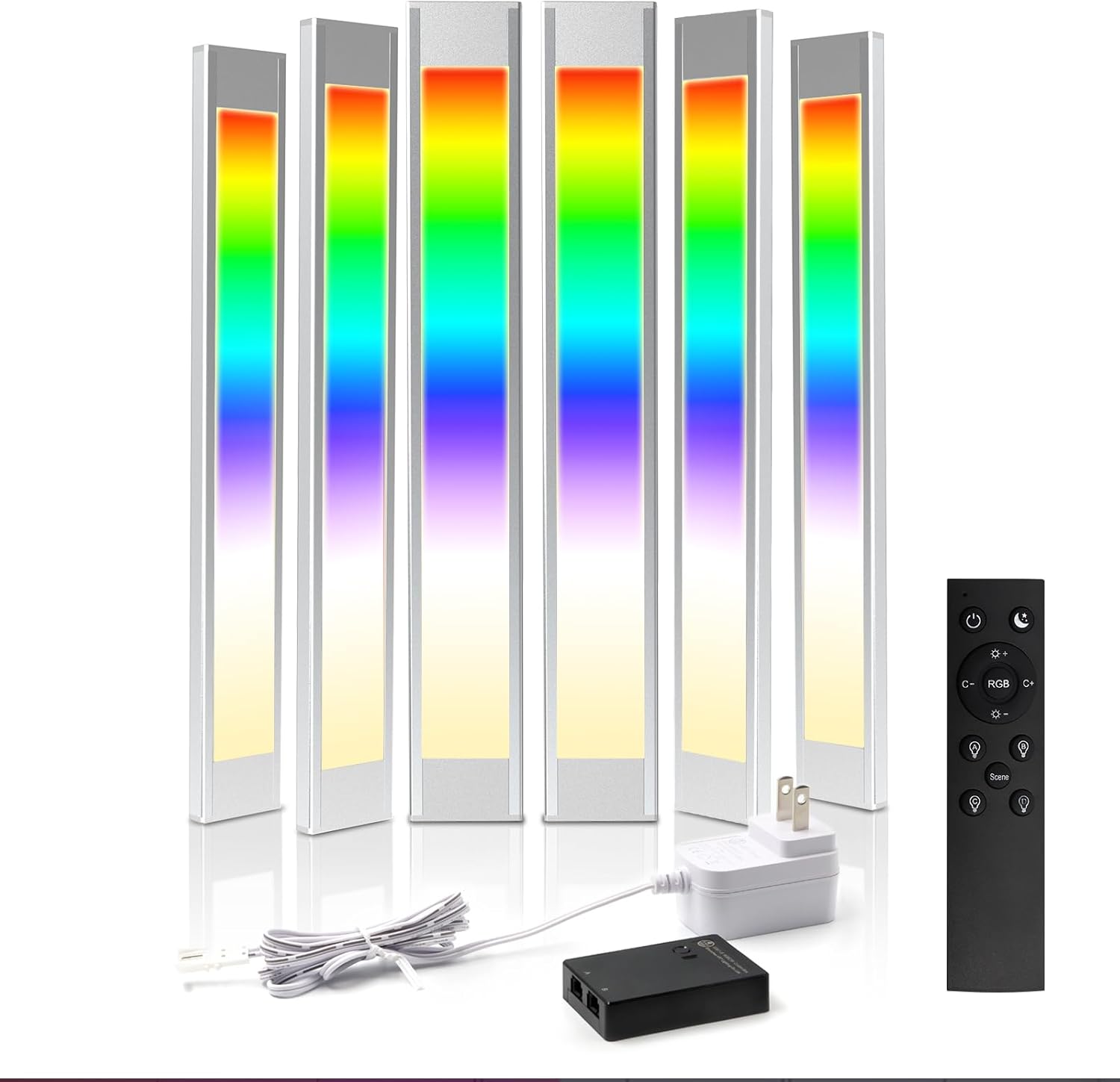 VST RGB Under Cabinet Lighting with Adjustable White Light, 12V Ultra-Thin LED Light Bar, APP & Voice (Alexa/Google), Remote & Button Control, Linkable Strip Lights for Cabinets, Closets, Shelves