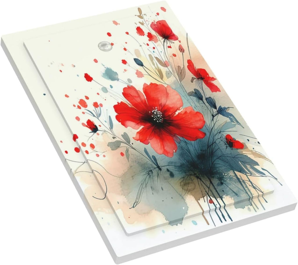 Vintage Floral Red Watercolor Modern Light Switch Cover Plate 1 Gang No Device Blank Decorative Switch Plate Electrical Wall Plates Faceplate for Bedroom Bathroom Decor