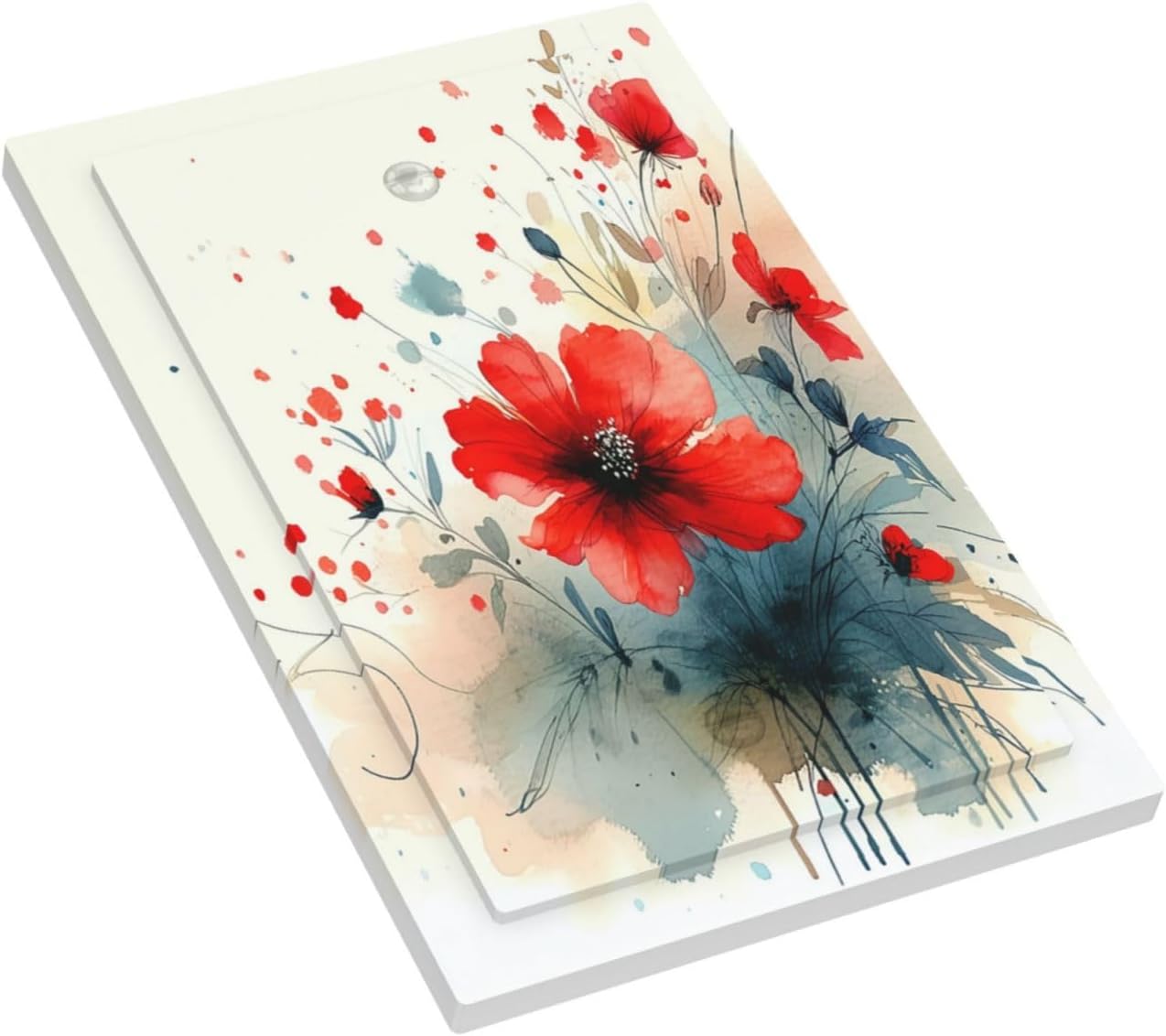 Vintage Floral Red Watercolor Modern Light Switch Cover Plate 1 Gang No Device Blank Decorative Switch Plate Electrical Wall Plates Faceplate for Bedroom Bathroom Decor