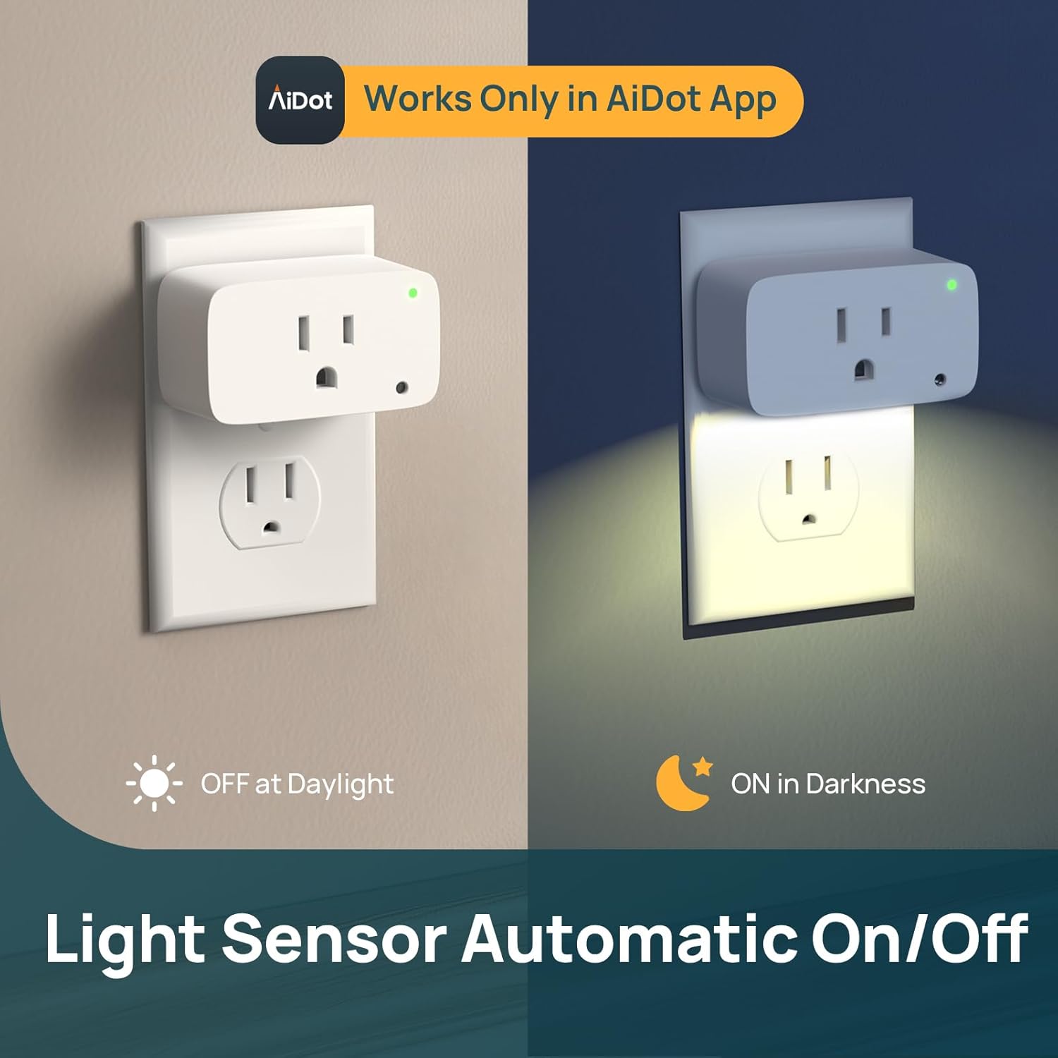 Linkind Matter Smart Plug with LED Night Light, Work with Alexa, Apple Home, Google, Smart Outlet 15A/1800W, Dusk to Dawn, Plug in Wall, Timer&Schedule, ETL&FCC Certified, 2.4GHz Wi-Fi Only, 1 Pack