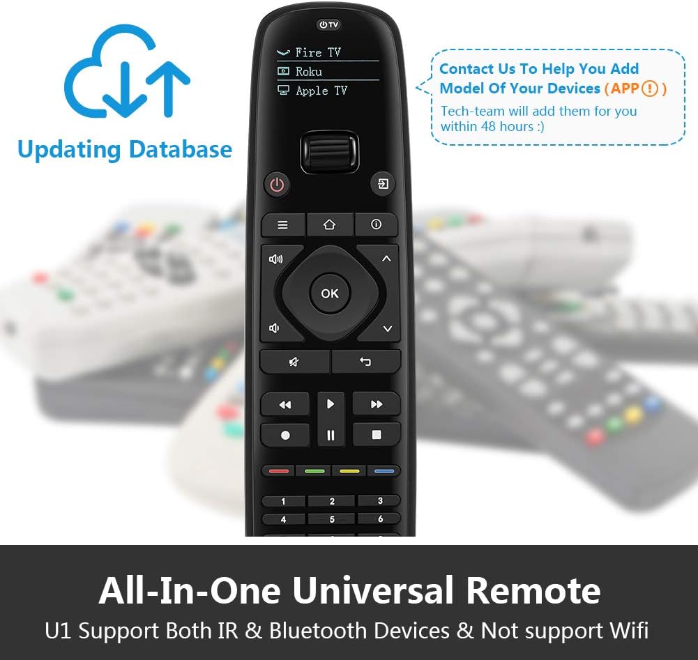 SofaBaton U1 Universal Remote with OLED Display and Smartphone APP, All in One Universal Remote Control for up to 15 Entertainment Devices, Compatible with Smart TVs/DVD/STB/Projector so on