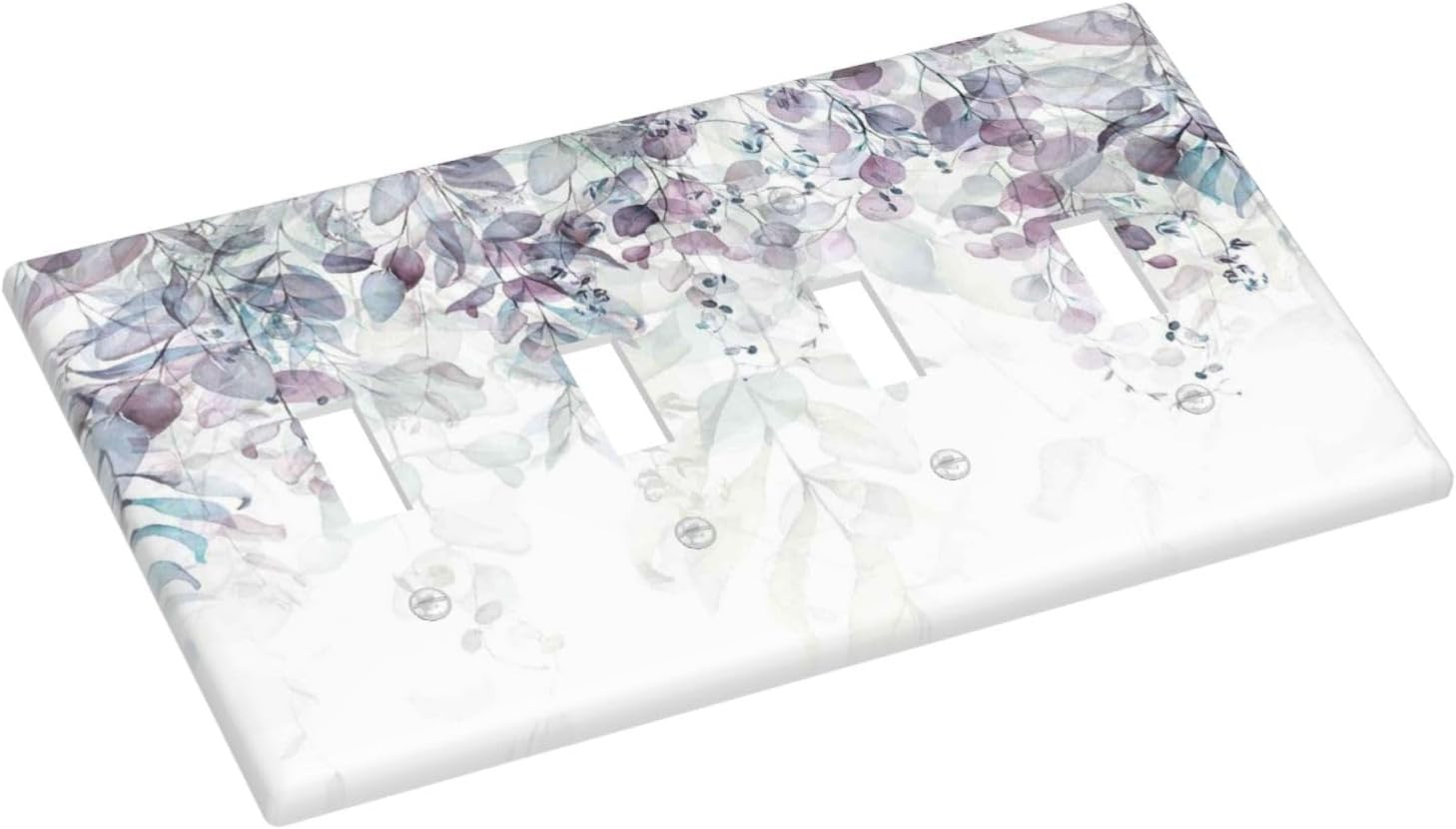 Hazy Leaves Ivy Nature Plants Eucalyptus Leave Light Switch Covers Quad Toggle Electrical Faceplate 4 Gang Wall Plate Decorative Switch Plates Cover for Bedroom Home Decor