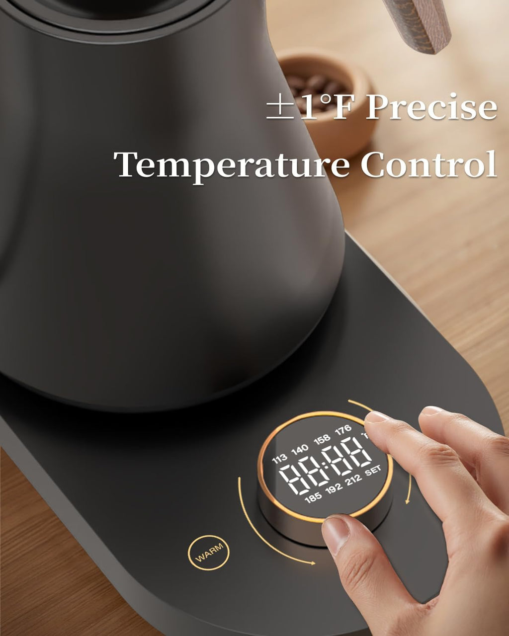 Smart Electric Gooseneck Kettle with WiFi Control, Pour-Over Coffee & Tea Kettle, ±1°F Precise Temp, 100% Stainless Steel Quick Boil Hot Water Heater Keep Warm, Pro Brewing Teapot 0.8L, 1000W