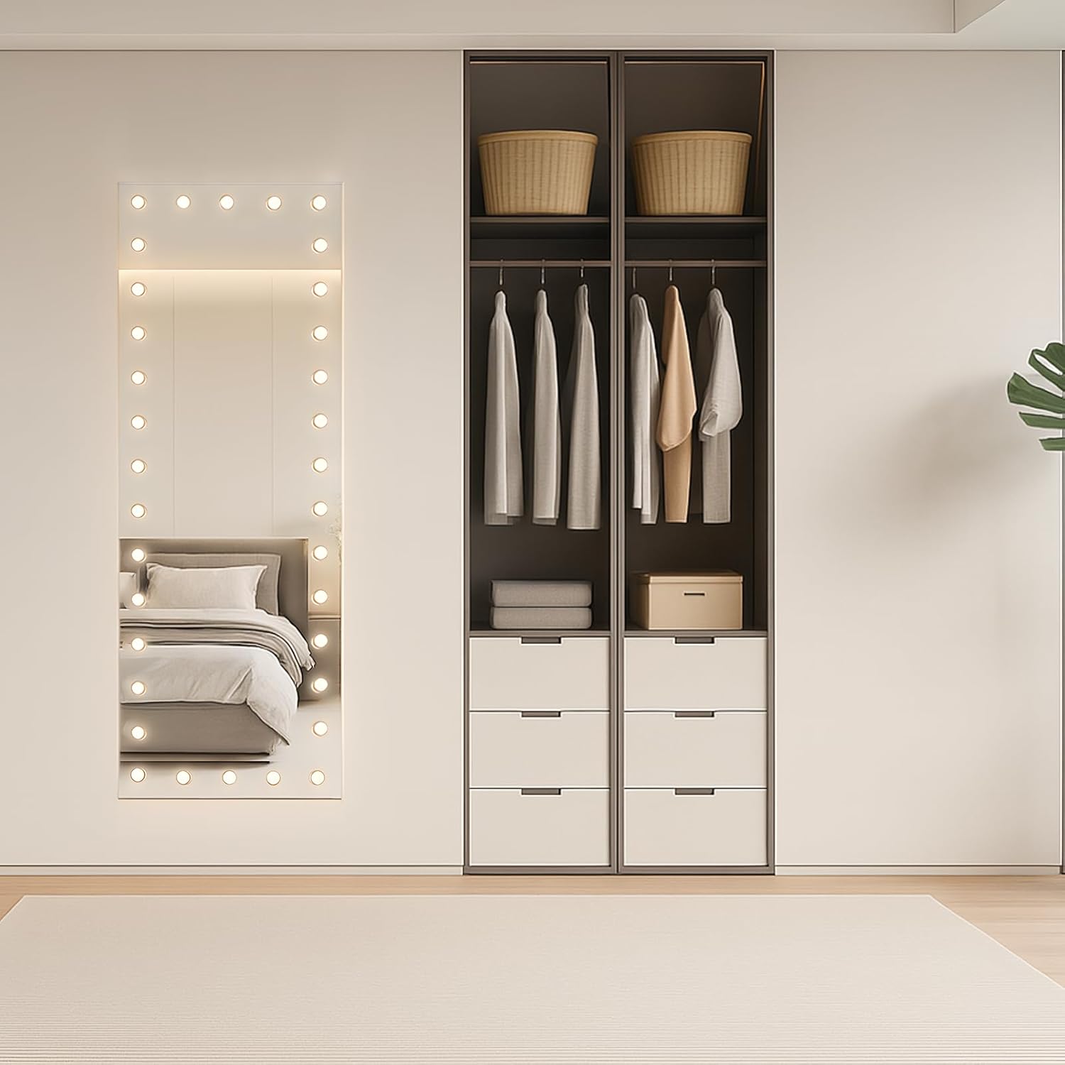 WTTY LED Bathroom Mirror with Lights 84"x40" Hollywood Wall-Mounted Mirror with 3 Color Temperatures, Stepless Dimmable Bulbs, Anti-Fog & Shatter-Proof