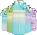 BJPKPK Water Bottle with Straw 14oz Insulated Water Bottles Reusable Stainless Steel Metal Thermal Flask with Leak Proof Lockable Lid and Carry Handle,Mint