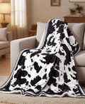 CAROMIO Heated Electric Blanket Throw, Cow Print Fast Heating Throw Blankets with LCD Controller, 6 Heat Levels & 4 Hour Auto Shut Off, ETL Certified, Machine Washable, Black White, 50" x 60"