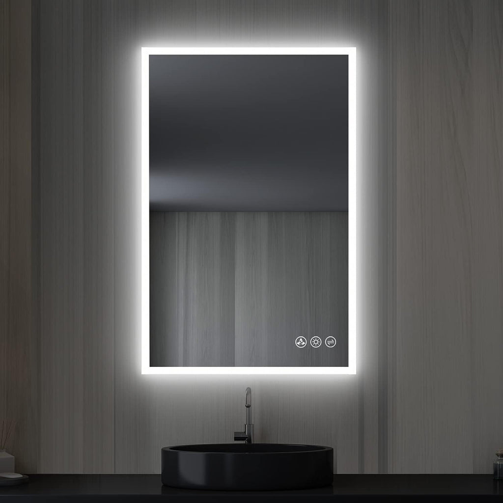 24x36 LED Mirror for Bathroom | Backlit LED Vanity Mirror with Anti-Fog, Stepless Dimmable, 3 Color Temperature | Wall Mounted Lighted Bathroom Mirror | Smart Vanity Makeup Mirror with Lights