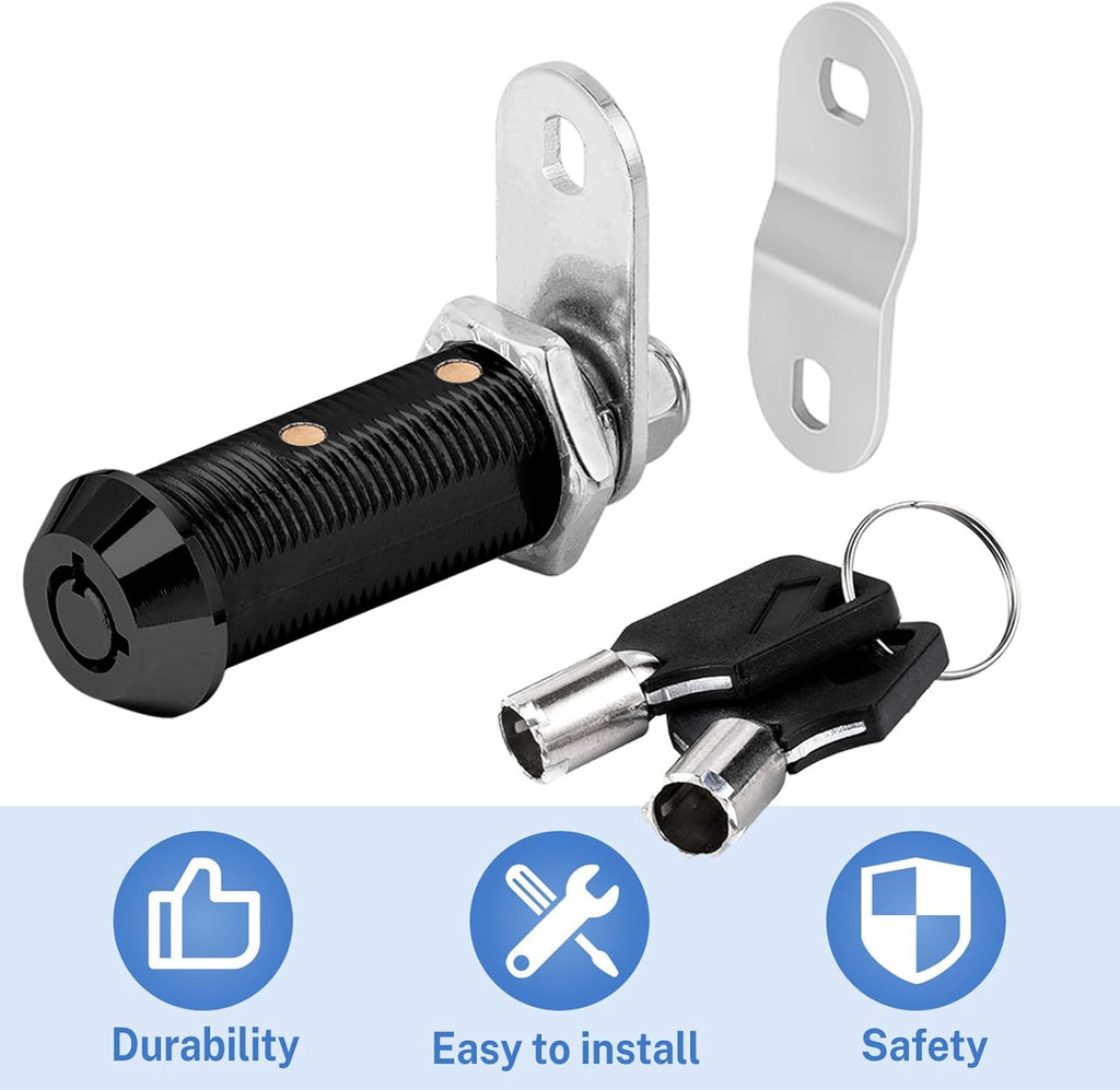 Black Cam Locks RV Storage Locks Keyed Alike, 1-1/2” Fits on 1-1/4” Max Door Thickness, RV Compartment Locks for Camper Trailer Cabinet Locks with Keys (Black 1-1/2 Inch 6Pack)