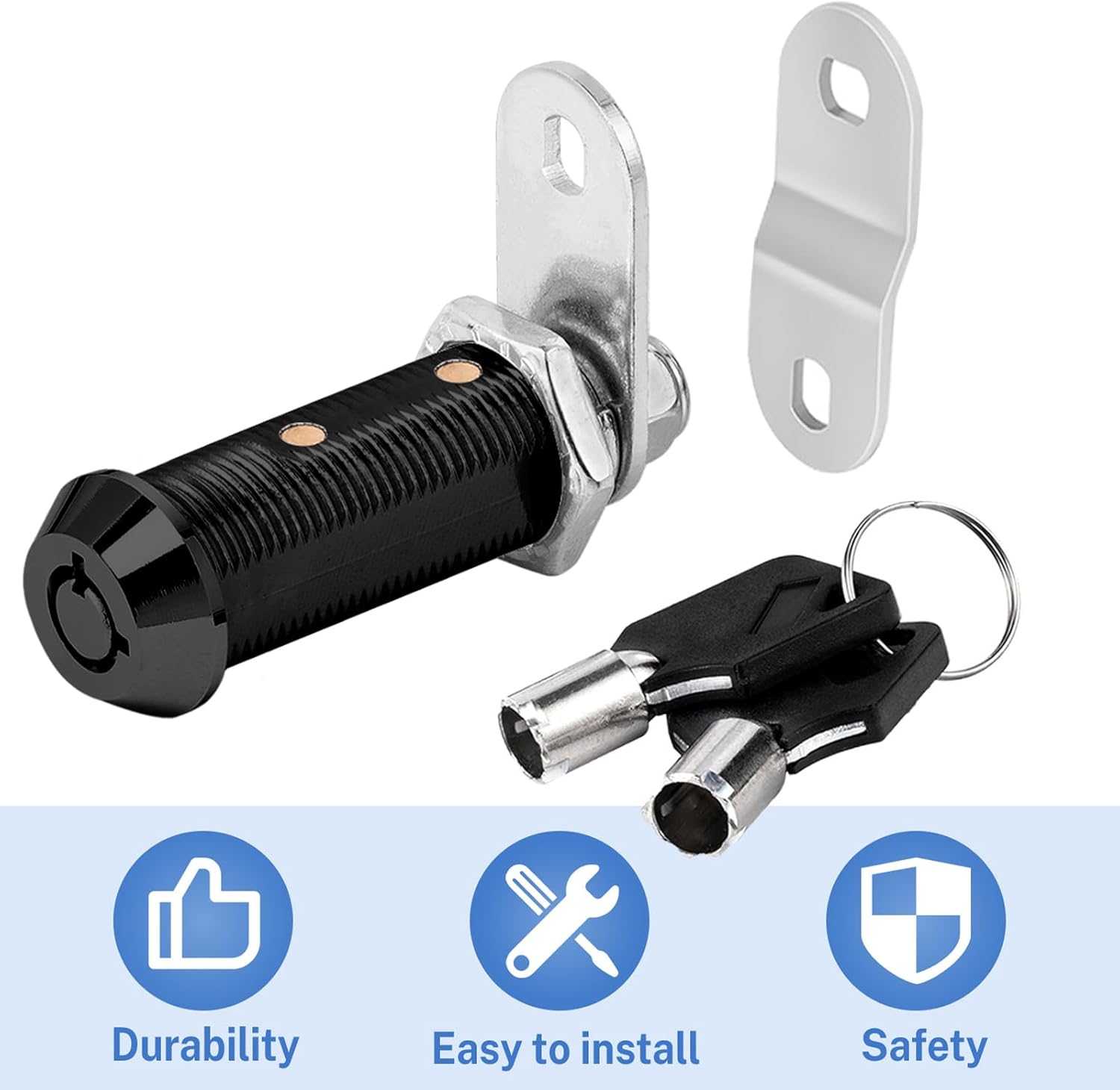 Black Cam Locks RV Storage Locks Keyed Alike, 1-1/2” Fits on 1-1/4” Max Door Thickness, RV Compartment Locks for Camper Trailer Cabinet Locks with Keys (Black 1-1/2 Inch 6Pack)