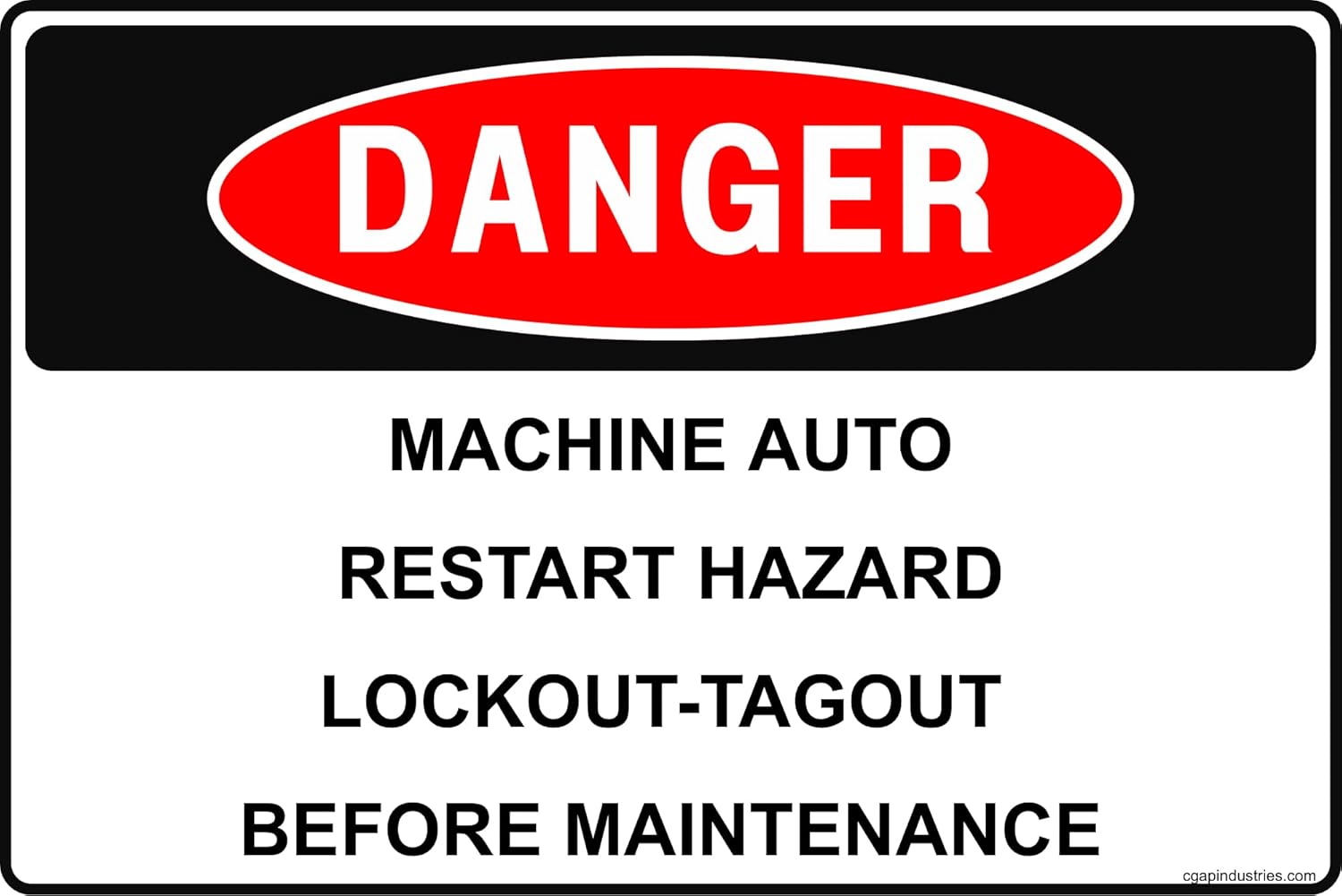 DANGER – Machine Auto-Restart Hazard Sign, 8x12 Aluminum, Lockout/Tagout Safety Sign for Industrial Equipment