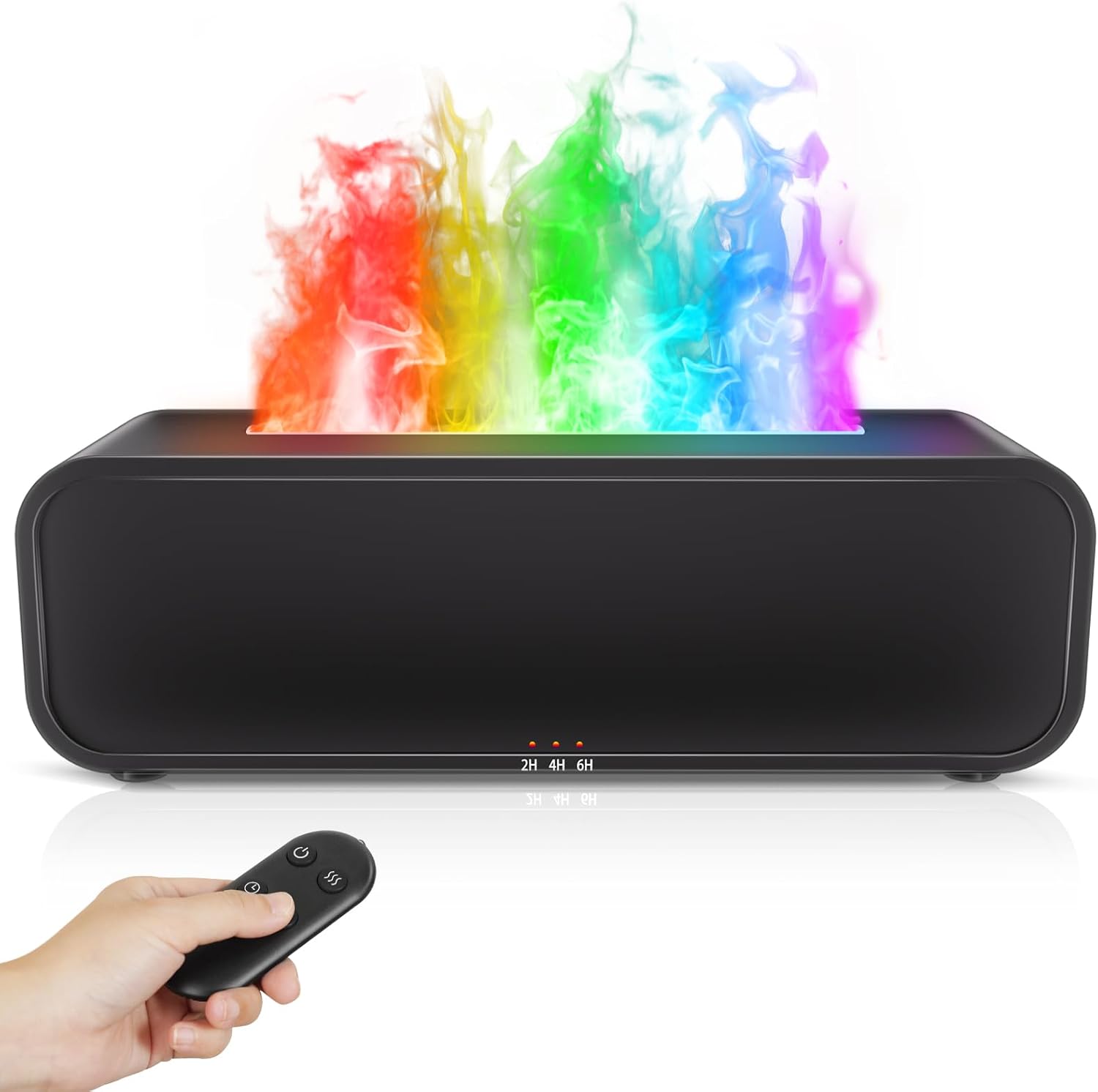 Essential Oil Diffuser, 250ml Flame Oil Diffuser - Aromatherapy Humidifier, Sound Activated Flame Effect, Rainbow Flame, Music Sync, Remote Control - Perfect for Bedroom Home Office Yoga (Black)