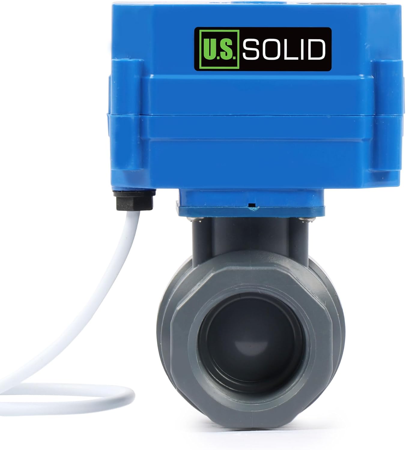 U.S. Solid 1"UPVC Motorized Ball Valve - Plastic Electrical Ball Valve with Full Port, 2 Wire Auto Return, 110V AC, Normally Closed
