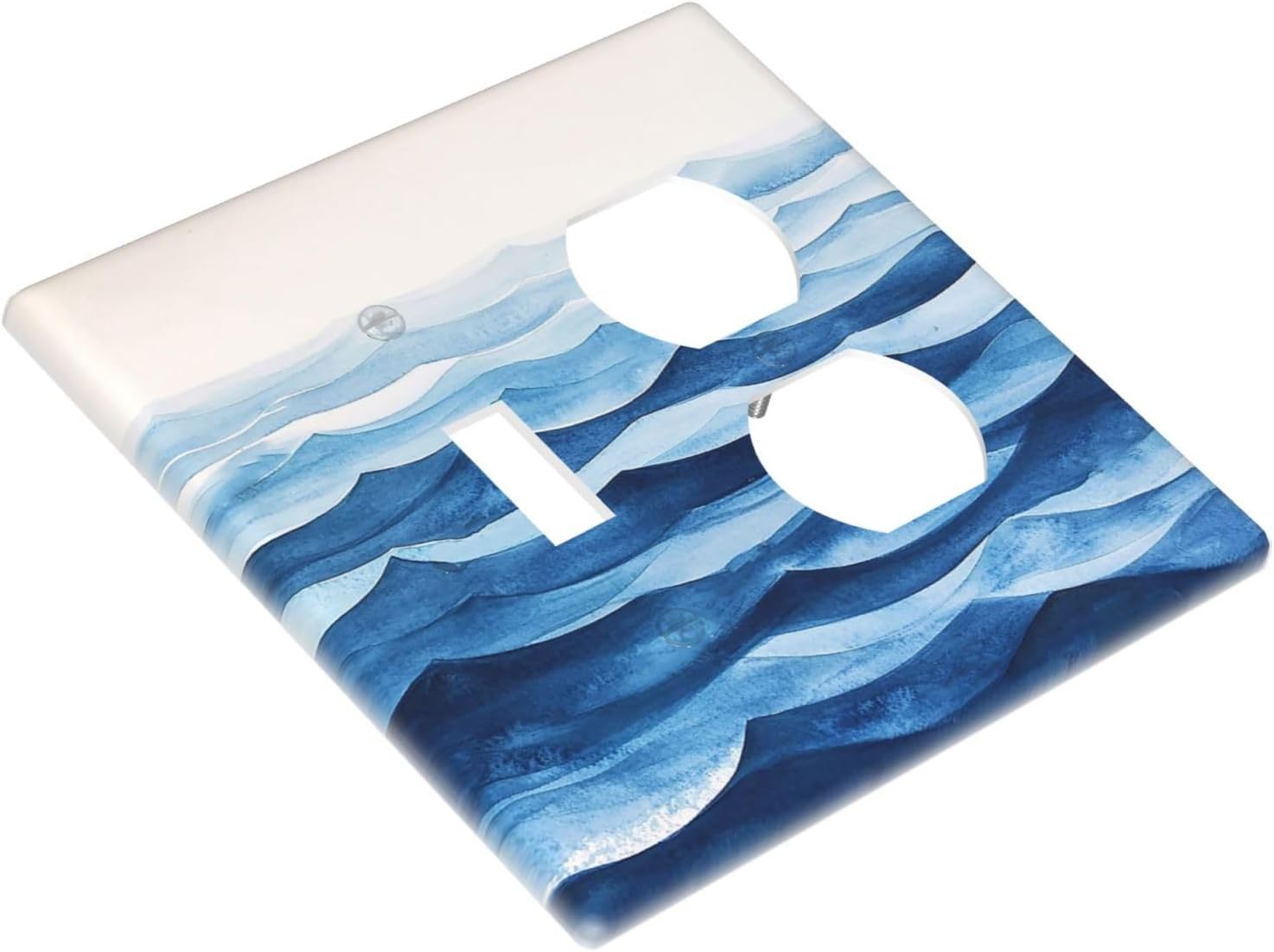 Outlet Covers Blue Watercolor Textured Abstract Ocean Wave 1 Toggle 1 Duplex Switch Plate Covers Electrical Light Switch Cover Plate Decorative Wall Plate Socket Cover for Bedroom living Room Decor