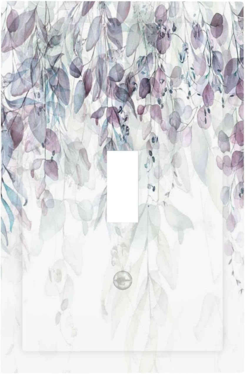 Hazy Leaves Ivy Nature Plants Eucalyptus Leave Decorative Light Switch Cover 1 Gang Single Toggle Device Electrical Faceplate Switchplates Decorator Outlet Wall Plate for Bedroom Home Decor