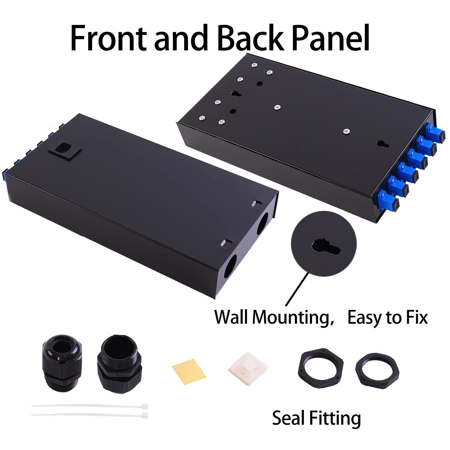 SC SM 6Port Box +Cables Wall Mount Fiber Enclosure with Splicing Module and Loaded 6 Port SC-UPC Singlemode LGX Panel