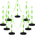 Amylove 9 Packs Traffic Delineator Post Cone with Base, Traffic Cones Safety Cones Caution Cones Plastic Stanchion Chain Safety Barriers with 6.6 Feet Link Chain and S Hooks for Parking Lot (Green)