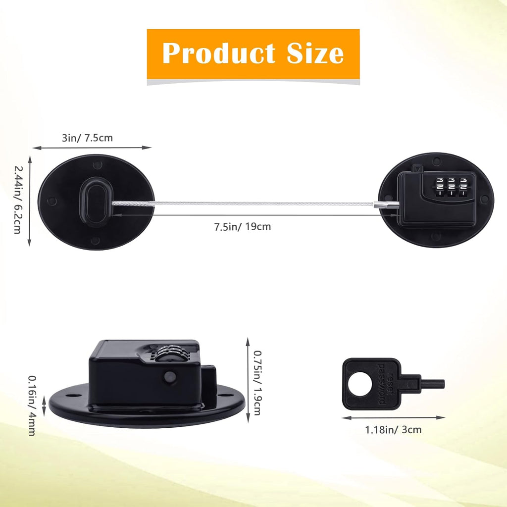 4 Pack Black Digital Refrigerator Locks Combination, Drill-Free Fridge Lock with Password, Strong Heavy-Duty ABS & Stainless Steel, Easy to Operate