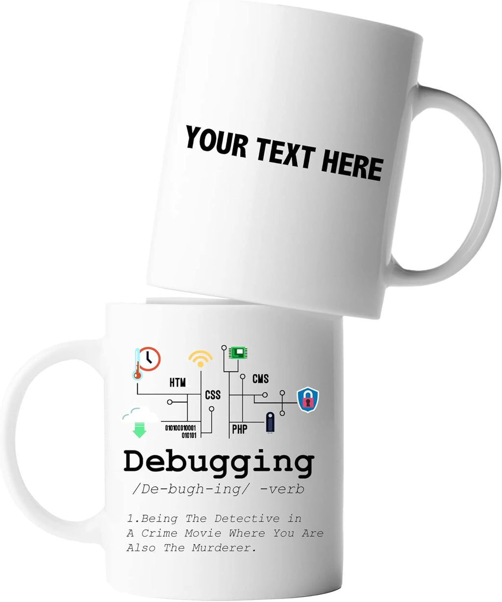 Personalized Debugging Definition Mug Customized Funny IT Programmer Programming Coding Code Coffee Mug 11oz Computer Teacher Student Present 11oz