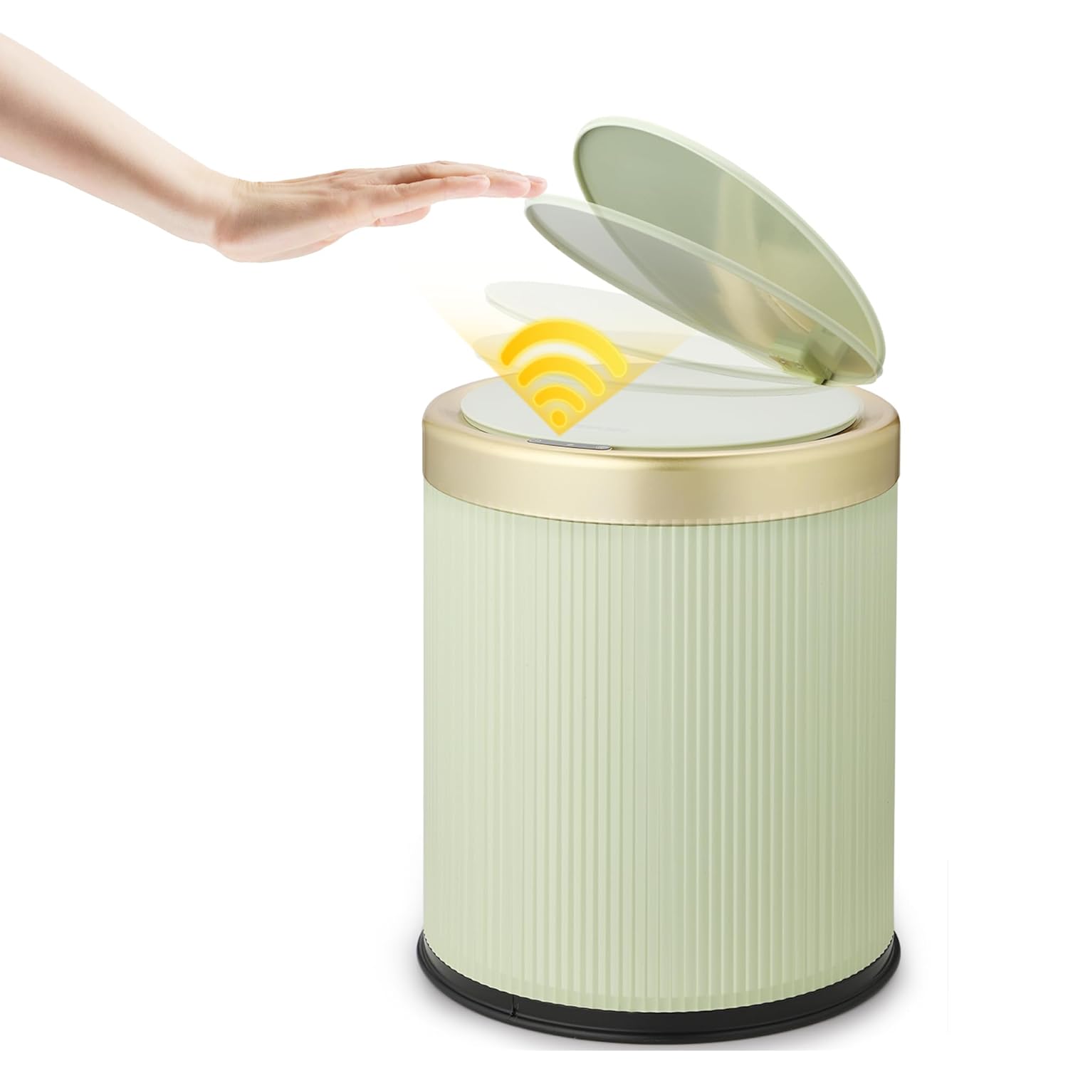 Motion Sensor Bathroom Trash Can Touchless, 3.7 Gallon Modern Automatic Garbage Can with Lid,Diaper Trash Bin,Plastic Smart Dog Proof Trash Bin Suitable for Toilet, Bedroom, Office, Kitchen -Green