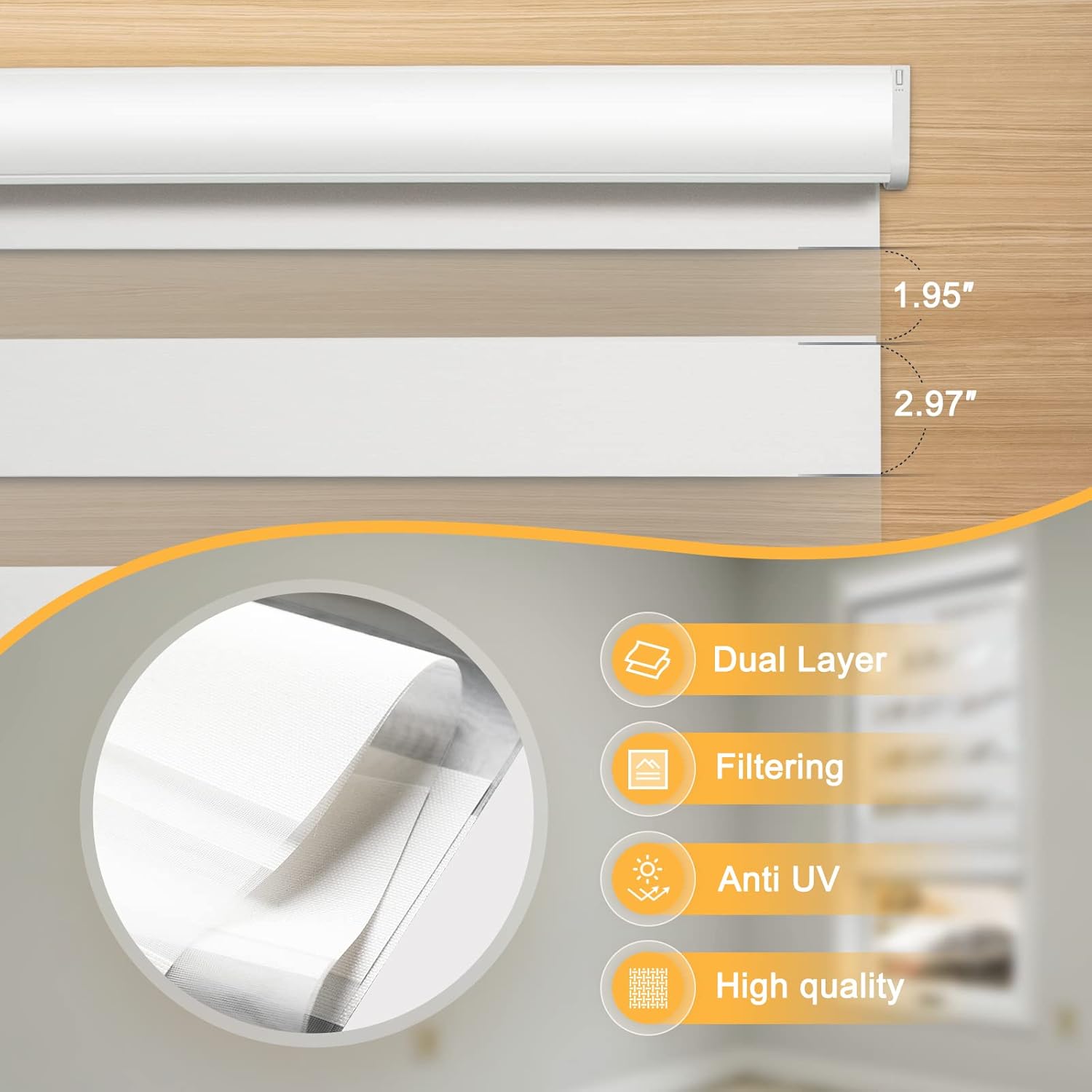 Motorized Blinds with Remote, Cordless Automatic Zebra Shades, Smart Blind for Windows, White, 28 x 72