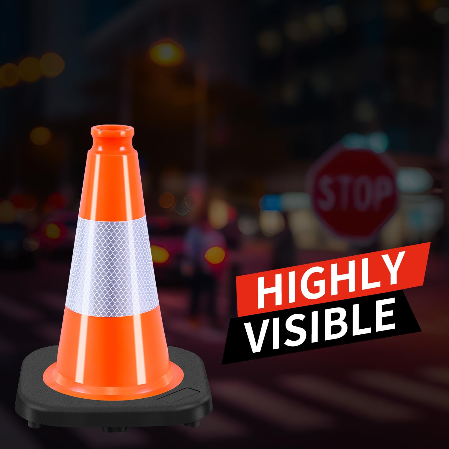 12" inch Traffic Cones Soccer Training Cones Sport Cones Road Parking Cone with 4" Highly Reflective Collar(8 Pack)