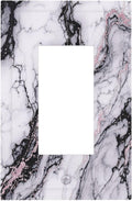 Decorative Outlet Covers White Marble Pattern Black Lines Pink Lines 1 Gang Single Rocker Light Switch Cover Plate Wall Plates GFCI Faceplate for living Room Office Decor